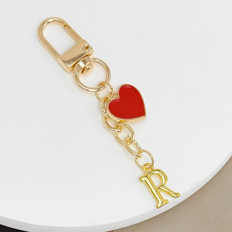 Metal Heart Letter Keychain Fashion A-Z Initial Keyring Charms Car Key Holders Bag Pendant Accessories Valentine'S Day Gift