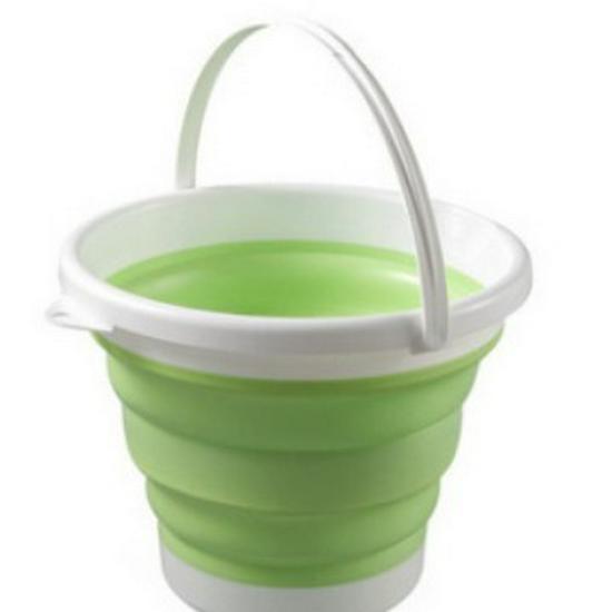 Portable Foldable Water Bucket with Lid - Silicone Plastic for Outdoor, Car Wash, Handheld Use