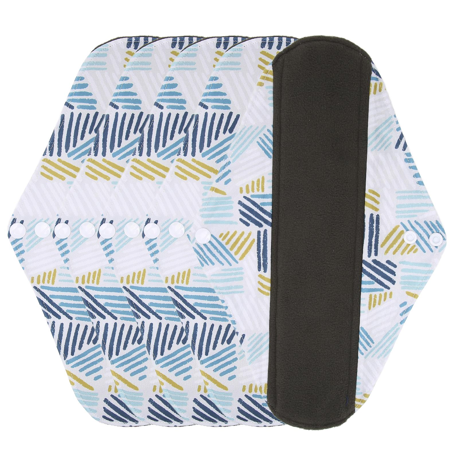 

5 шт. моющиеся менструальные прокладки из бамбукового угля с мягким принтом изысканные многоразовые гигиенические прокладки для женщин G42