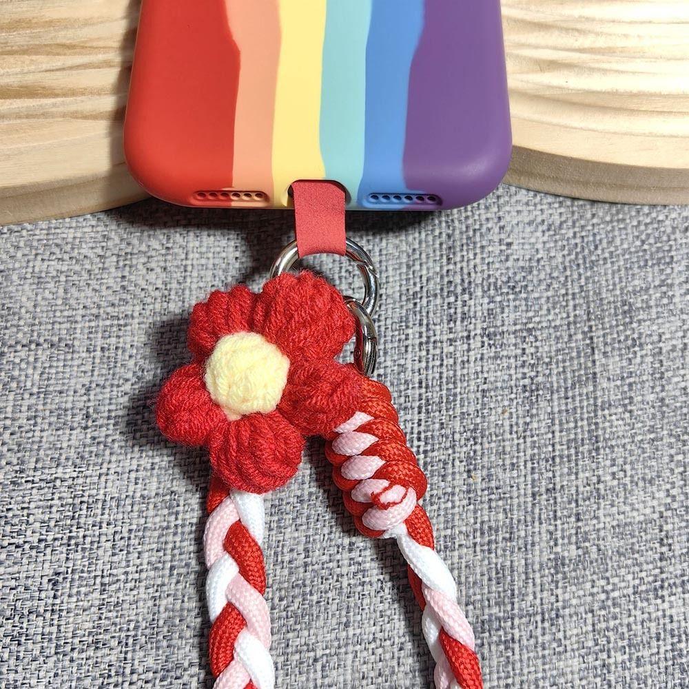 120cm Phone Holder Strap Flower Braided Hanging Rope Ins Mobile Phone Lanyard  Women
