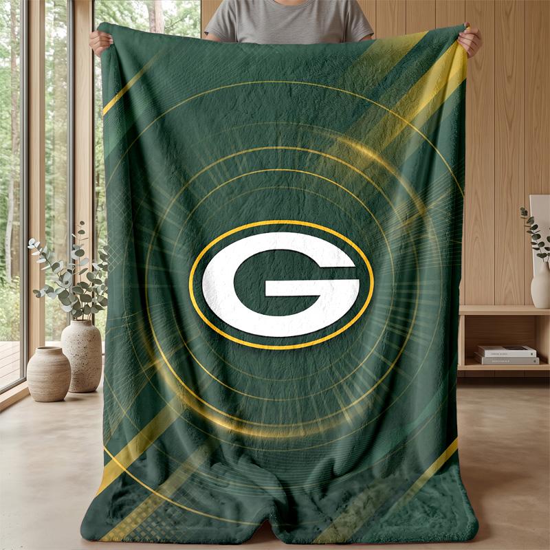 Green Bay Packers Flannel Fleece Blanket Cozy Warm Throw Blanket For Couch Bed Travel All Season Use