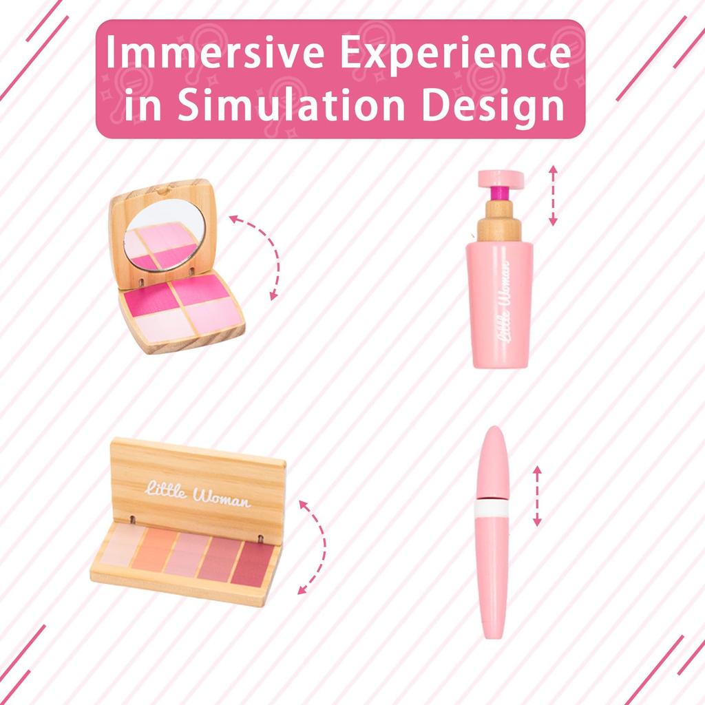 UMU Makeup Set for Girls, Gift, Toy, Kids Cosmetics, Water-Removable, Christmas Gift, Wooden Dresser, Educational Toy, Elementary School Student Toy,