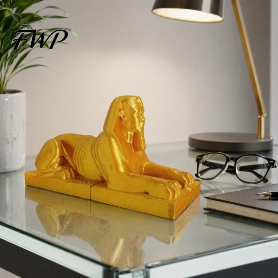 Egyptian Sphinx Figure Collectible Figurine, 3D Printed Mini Statue, Fine Texture Sculpture Vintage Egypt Souvenir Ornament for Home Desktop