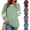 New Women's Color Block Long Sleeve T-shirt, Casual Loose Crew Neck Top for Women, European & American Style