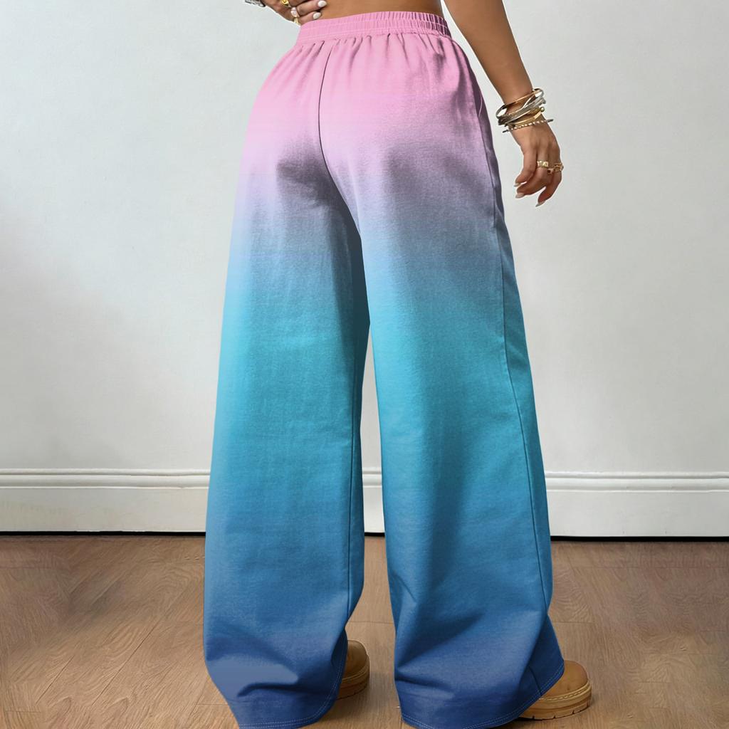 Damskie spodnie z szerokimi nogawkami, w swobodnym i modnym wzornictwie, z elastyczną talią