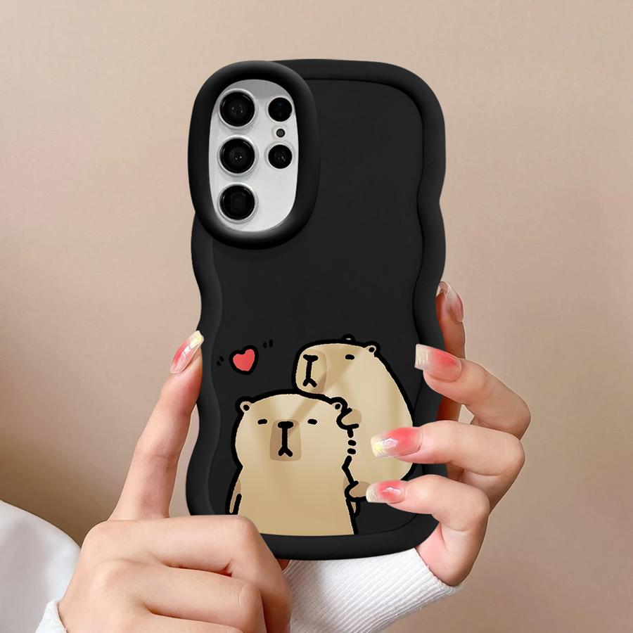 Pouzdro pro Samsung Galaxy S21 A25 S24 S20 FE S22 Ultra A26 S25 S23 Plus Měkký kryt na telefon A55 A24 A54 A36 A34 A35 Kreslená kapybara