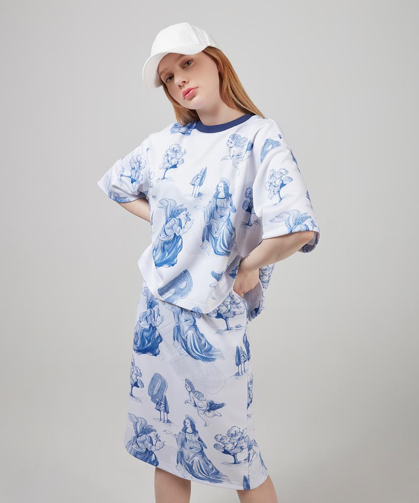 SSQR Women'S Print T-Shirt & Skirt Set Seska_Bl
