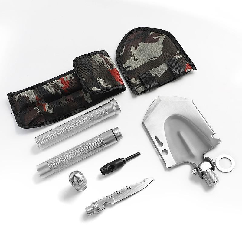 Multi-functional Folding Shovel: Outdoor Survival, Military-Grade, Vehicle-Mounted, High Carbon & Manganese Steel for Wilderness & Fishing Use.