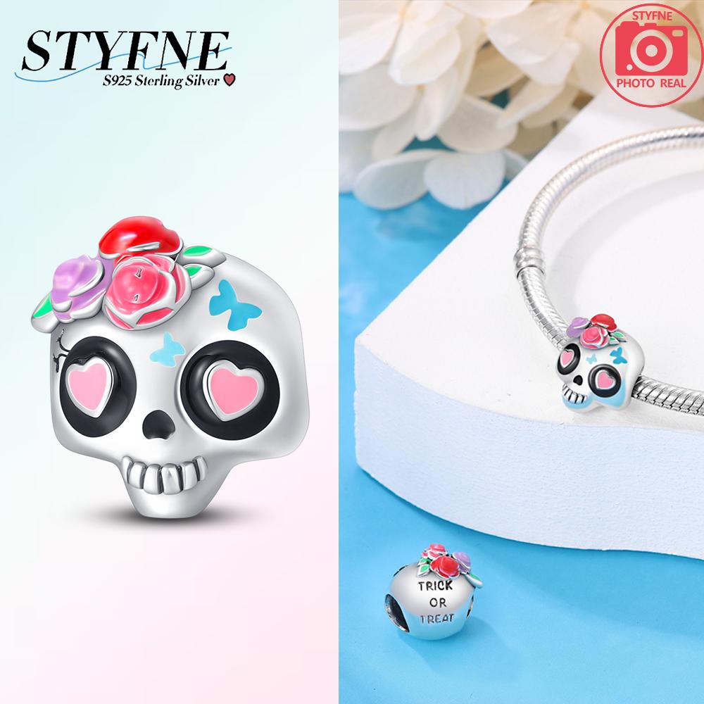 Anniversary Copper Halloween Series Charms Luminous Skull Lil Ghost Beads Fit Original Bracelet Women Fine Jewelry Gift