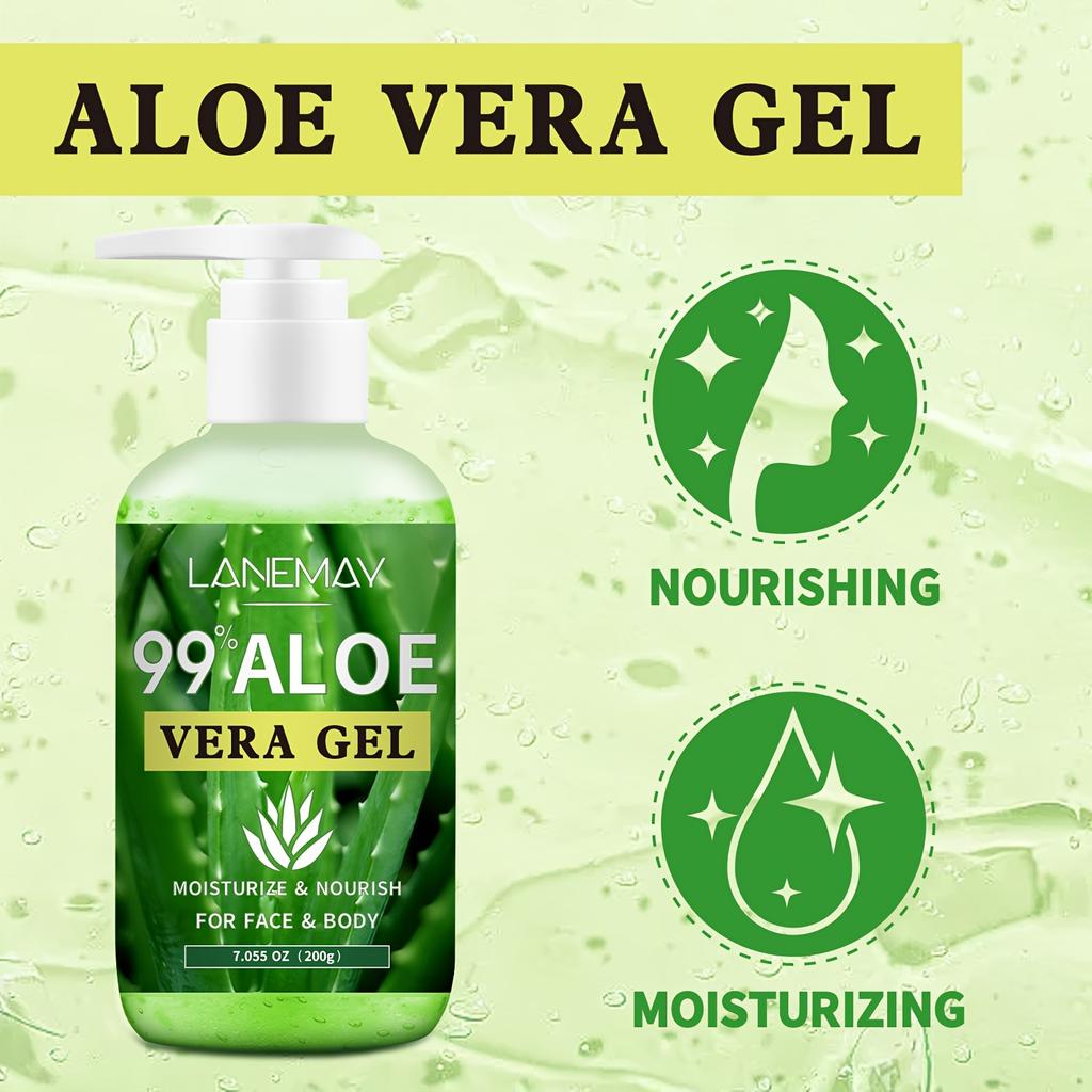 99% Aloe Vera Gel - Hypoallergenic, Moisturizing & Nourishing Face & Body Care, Hydrates Dry, Moisturizing Body Care|Natural Aloe Vera Skin Care