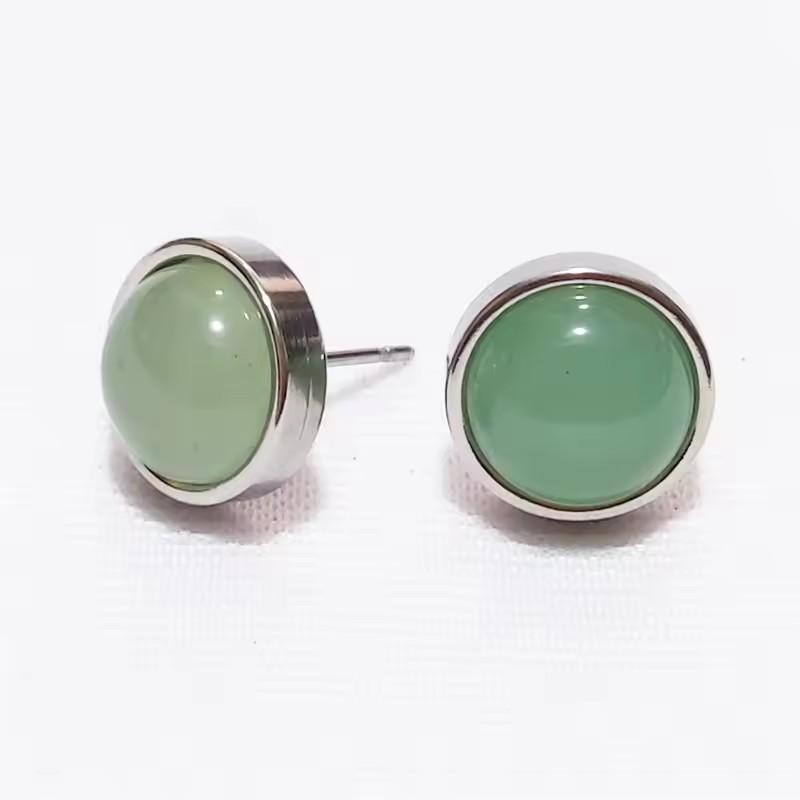 1pair Natural Stone Earrings Healing Crystal Quartzs Round Beads Steel Stud Fashion Ear Jewelry for Women Jewelry Gifts