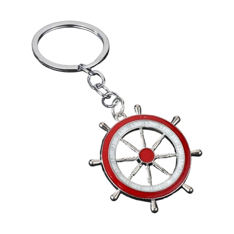 Practical Everyday Use Keychain Decors Featuring Marine Anchors And Helm In Zinc Alloy Blue White Color Scheme