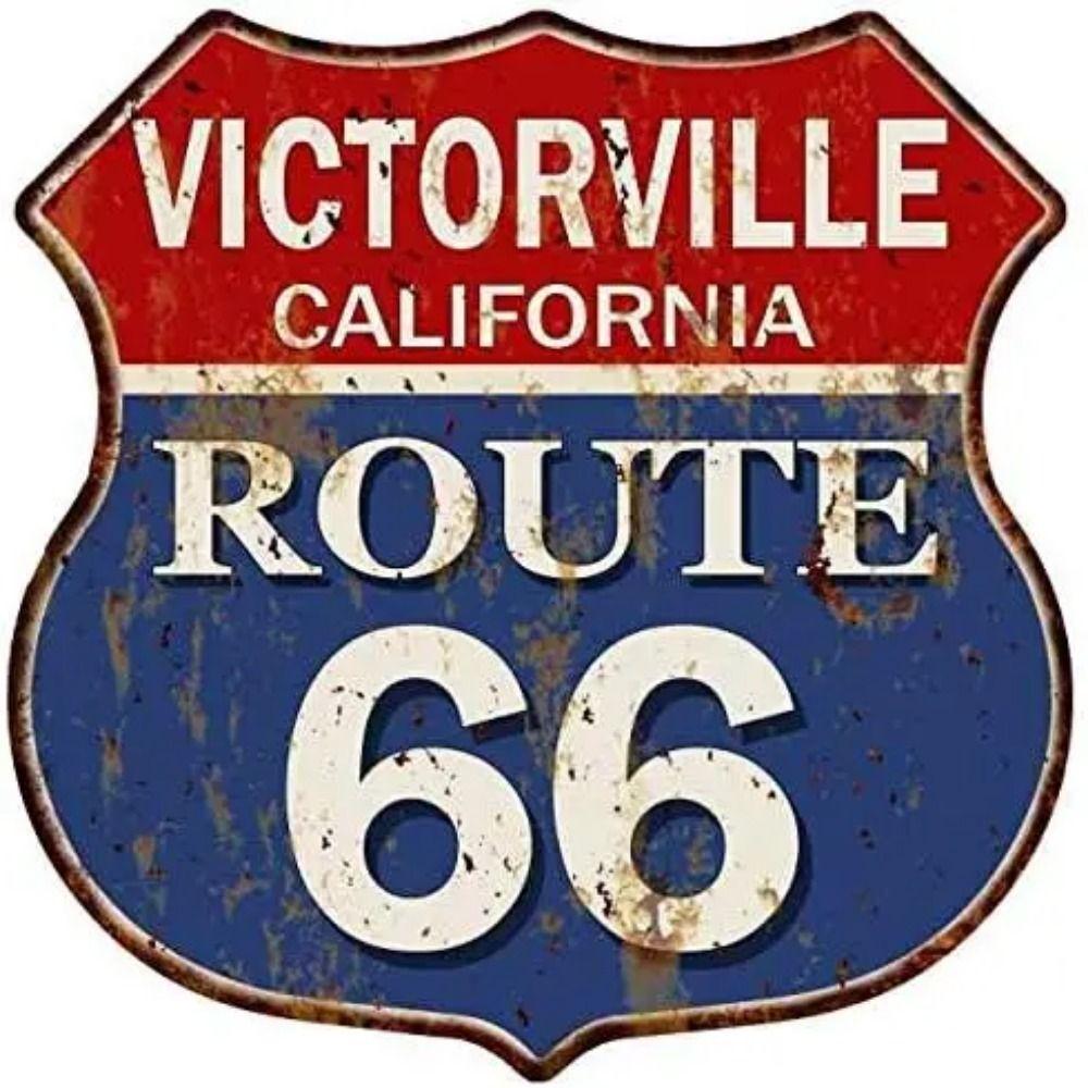 Vintage Route 66 Square Metal Tin Sign Garage Home Bar Decor 20x20cm