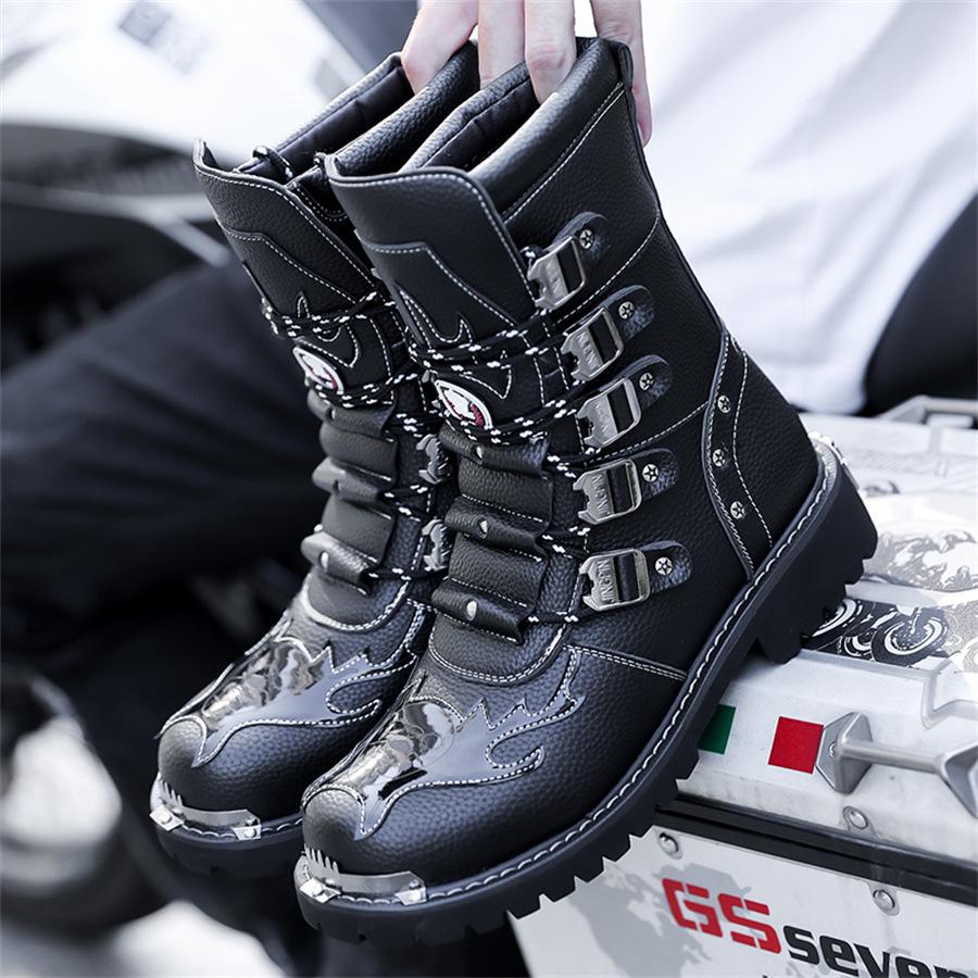Men's Motorcycle Boots Outdoor Boots Seasonal Fashion Riding Shoes Trendy and Cool