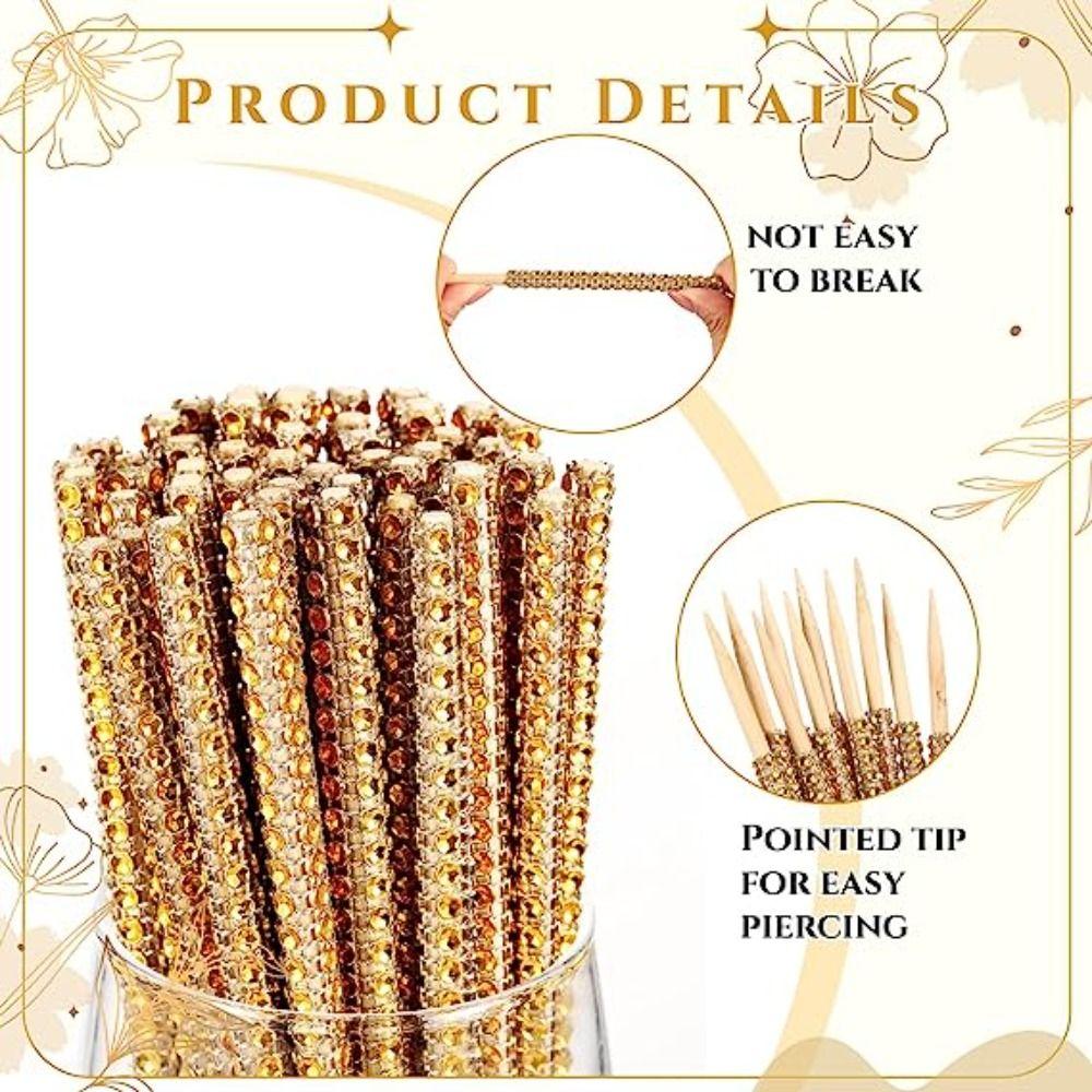 Bling Crystal Fruit Skewer Sticks Rhinestone Cake Chocolate Caramel Sticks Candy Sticks  Christmas