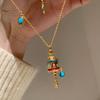 New In Retro Antique Gold Crafts Blue Enamel Necklace Ethnic Style Exquisite High Quality Turquoise Collar Chain Jewelry