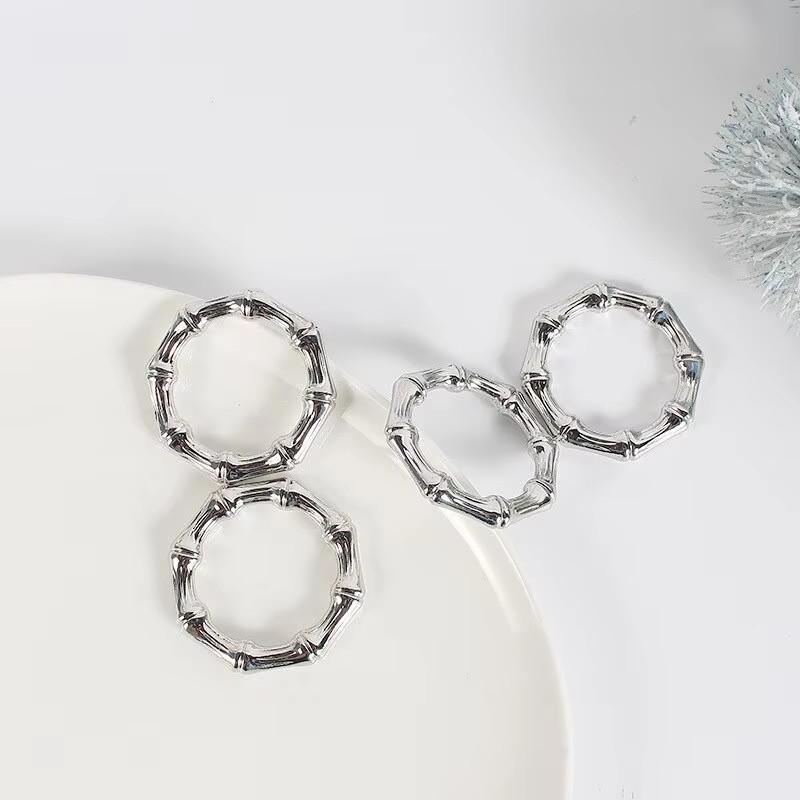 4 Pcs Gold Silver Napkin Holder Table Bamboo Joint Napkin Ring Kitchen Party Supplies Banquet Dinner Serviette Holder
