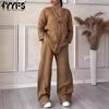 Moda Donna Casual Primavera Autunno Tinta Unita Stampa Manica Lunga Scollo a V Pantaloni Tuta