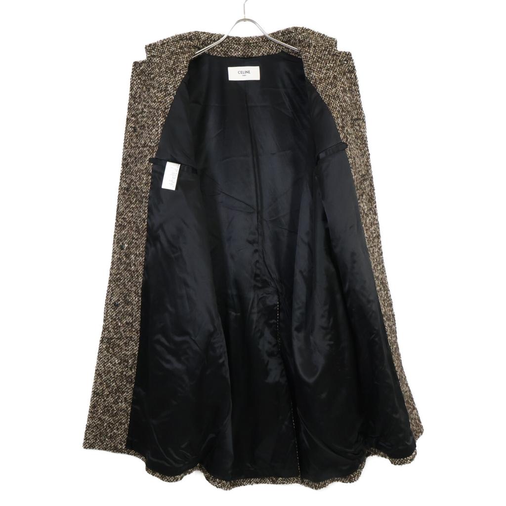Celine Excellent Condition, Domestically Authorized 2M038043K Tweed Tube Mac Coat 52 BrownUsed