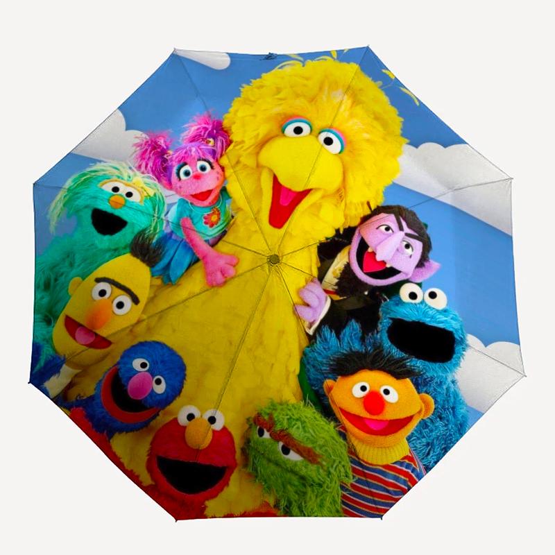 Sesame Street Theme Automatic Umbrella, Lightweight & Portable, 8 Rib, Perfect for Outdoor Travel, Birthdays, Christmas, Gifts.