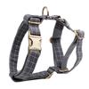 Gray Plaid Velvet Anti-Escape Dog Collar and Leash Set