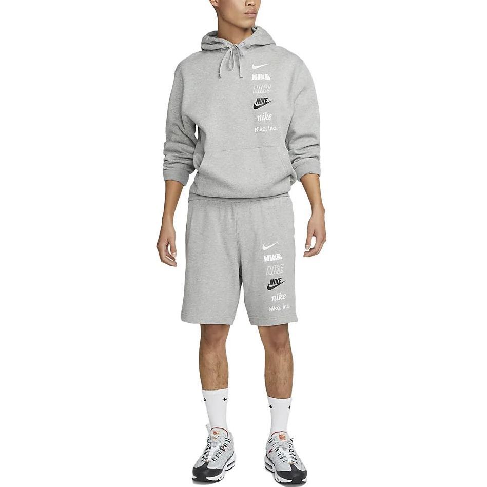 Nike Letter Print Drawstring Straight Shorts Men Bottoms Dark-Grey FB8831-063