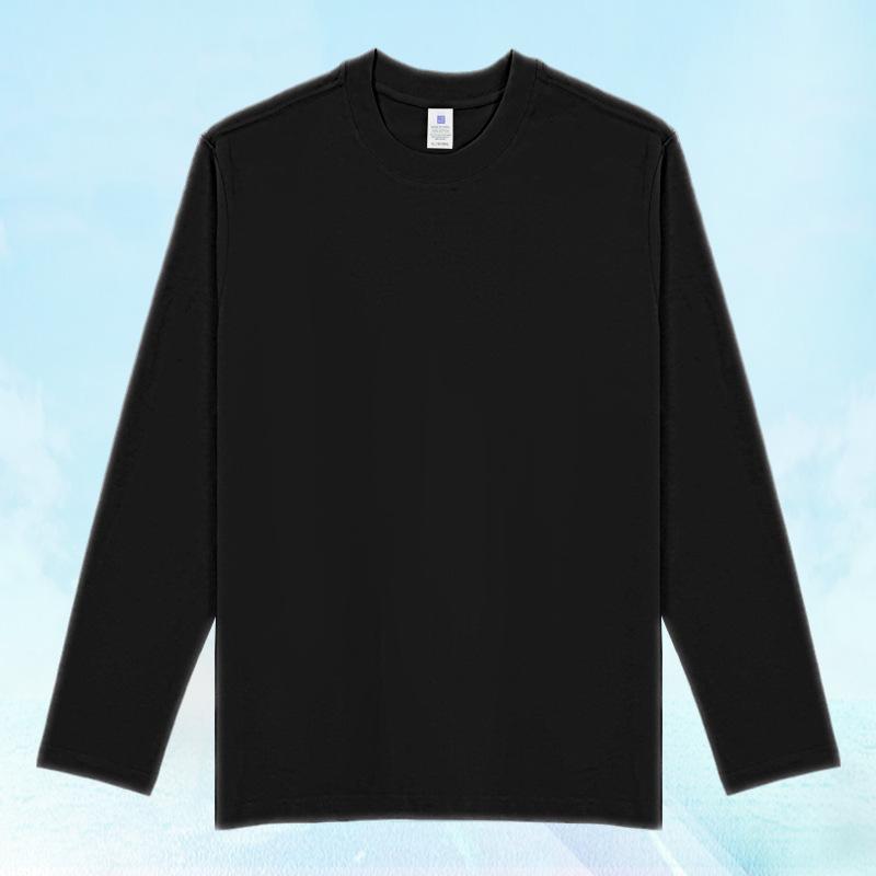 200g Combed Pure Cotton Crew Neck Long Sleeve Loose Plus Size White T-Shirt