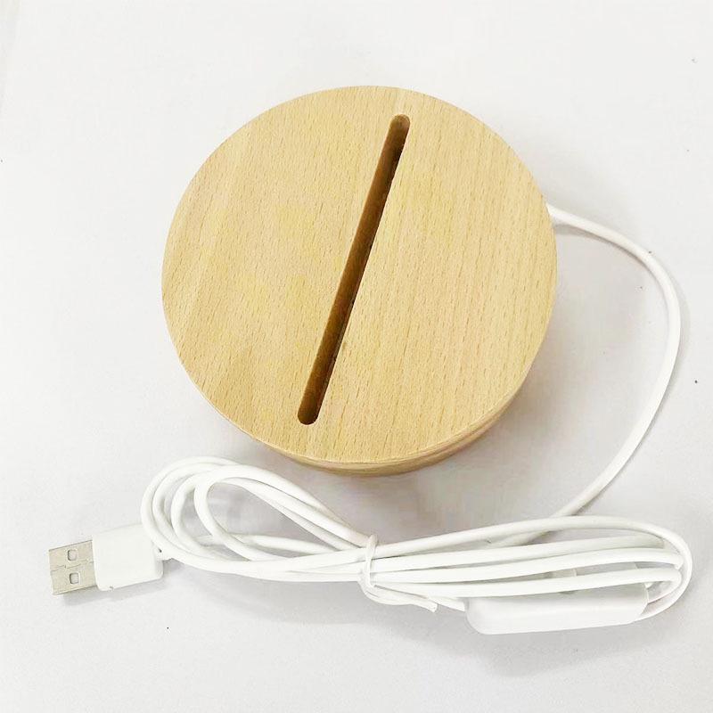 Beech Wood LED Luminous Acrylic Base Night Light Plug-in Stand