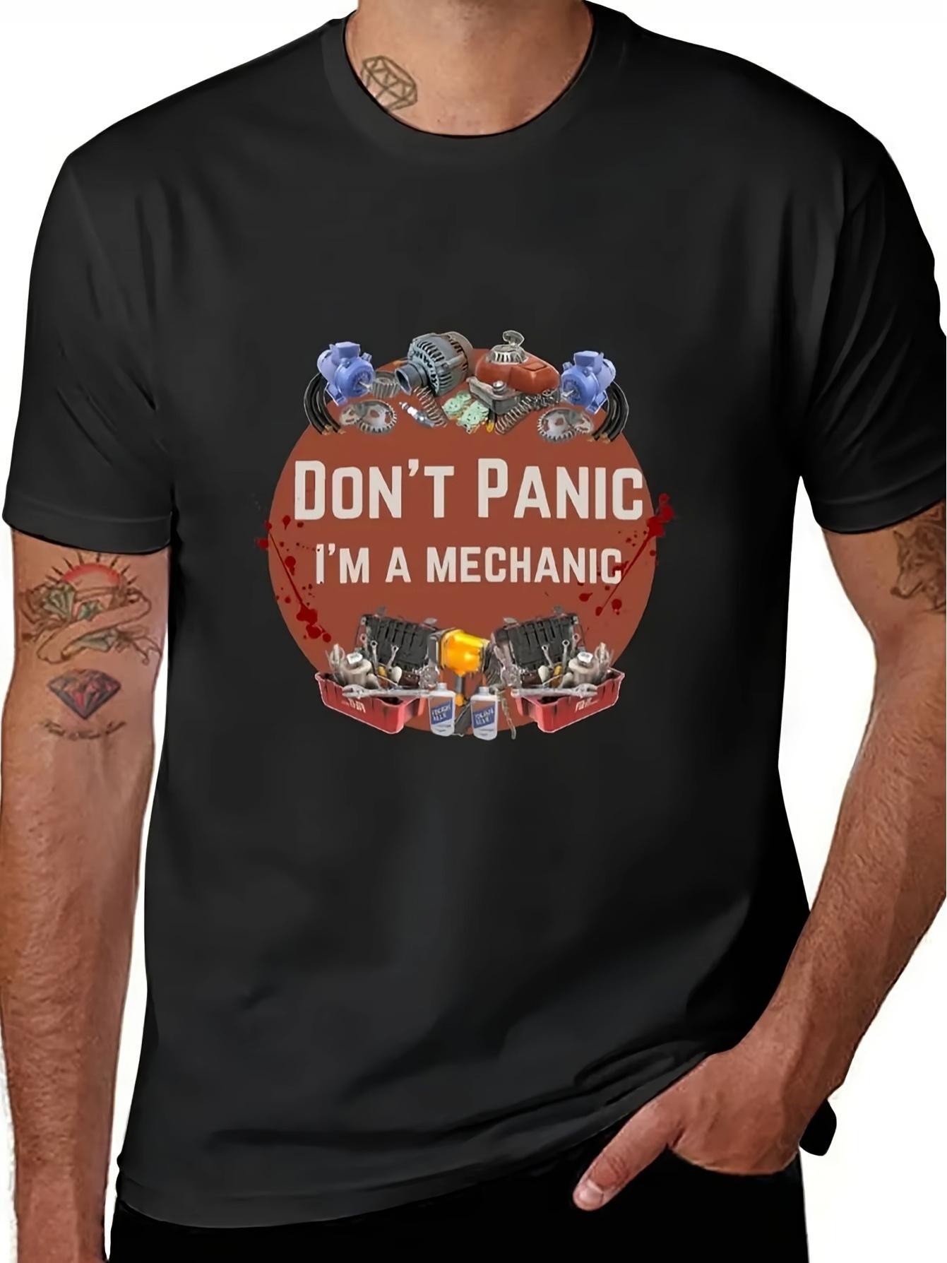 Men s 7 Days to Kill Don t Panic I m a Mechanic Zombie Apocalypse T-Shirt - Left 4 Dead Inspired Gaming Tee with & Gear Design XXL