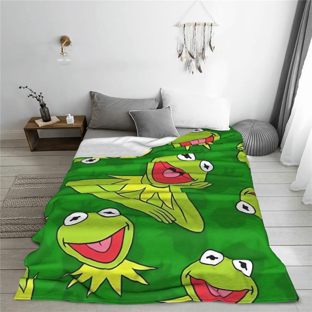 Kermit The Frog Blanket Flange Textile Decor Portable Super Soft Throw Blankets For Home Office Plush Thin Quilt