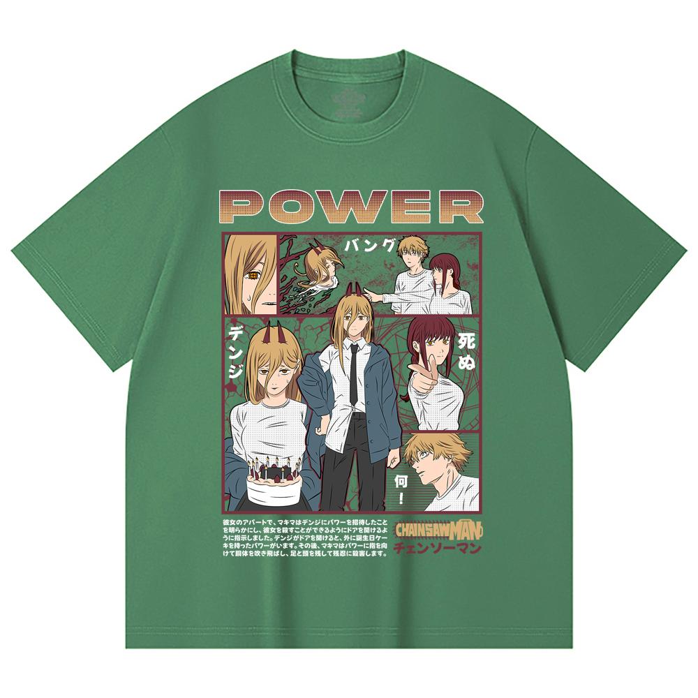 230 g/m² 100% Baumwolle Kettensägenmann V1 Power Print Unisex Schweres Baumwoll-T-Shirt
