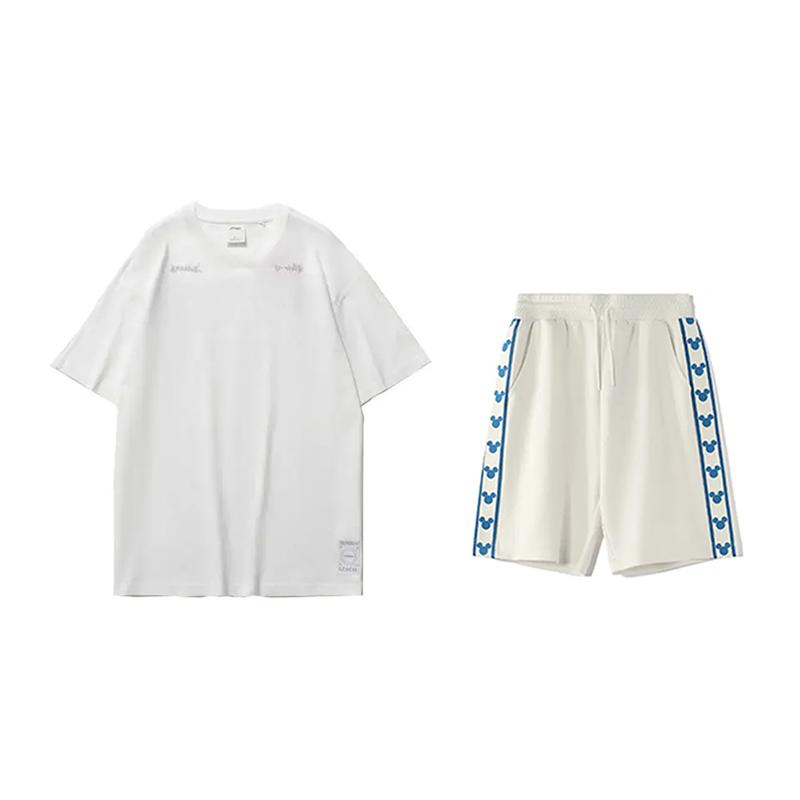 

Li-Ning Colorful Letter Print Short Sleeve T-Shirt Comfortable Versatile Skin-Friendly Shorts Casual Sports Suit YHSU219-1+YKSV129-1 XL