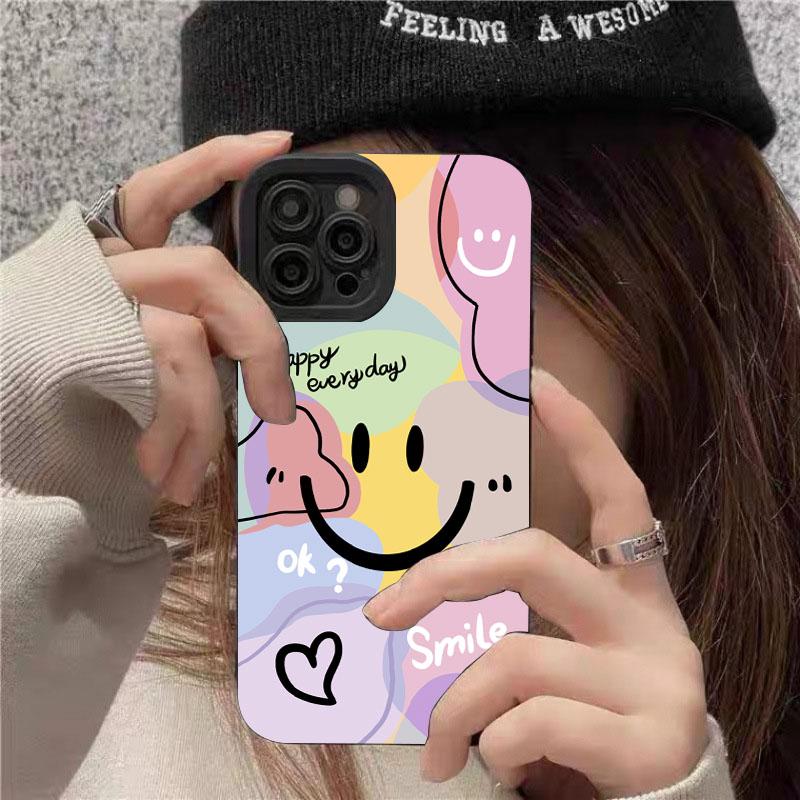 Phone Case For iPhone 17 16 15 14 13 12 11 Pro Max Plus Mini XS X XR 16e Cute Smile Love Heart Design Candy Soft Silicone Cover