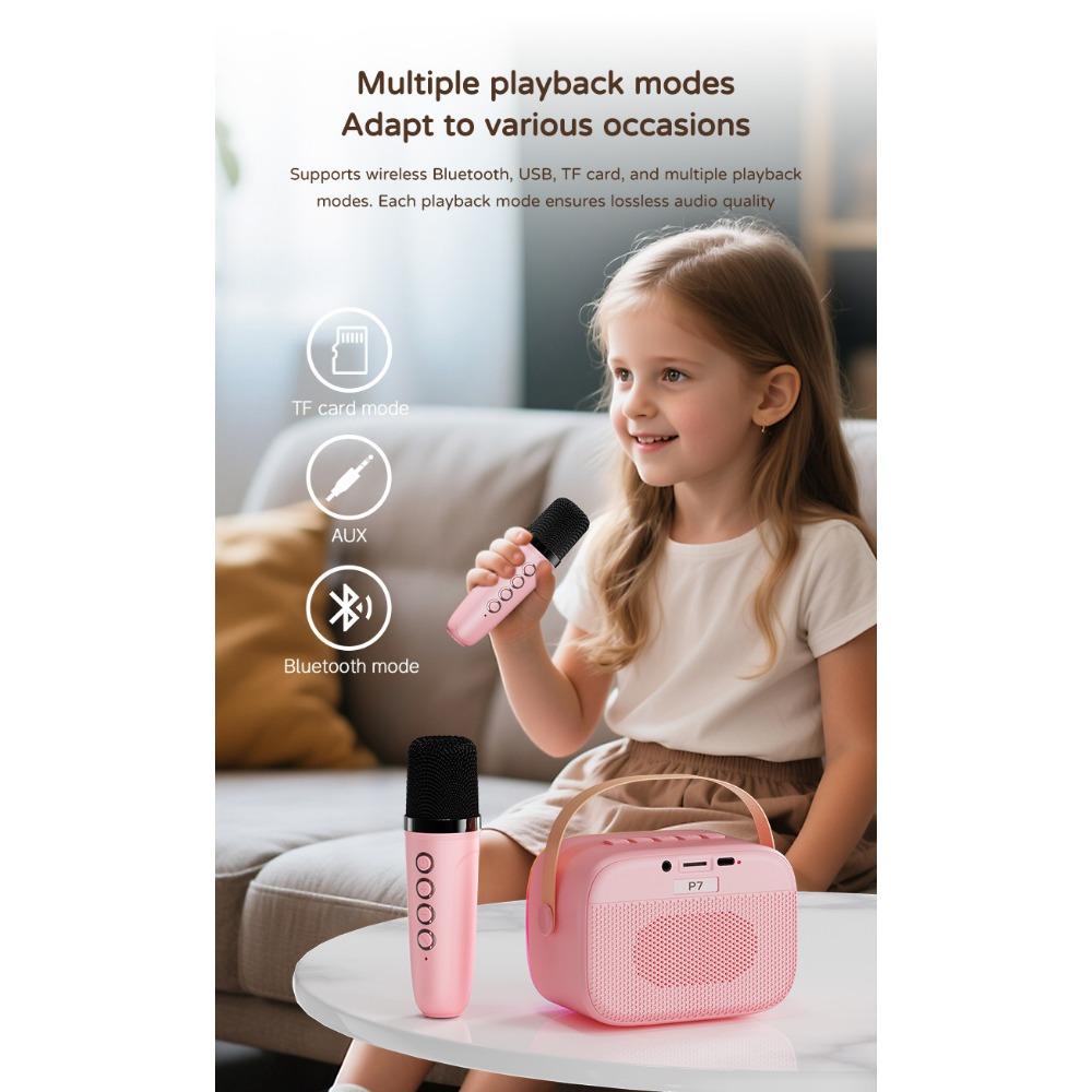 Haut-parleur Bluetooth Portable Sans Fil avec Microphone – Système Karaoké Tout-en-Un pour la Maison, l'Extérieur et le Chant (Prend en charge les basses et la carte mémoire)