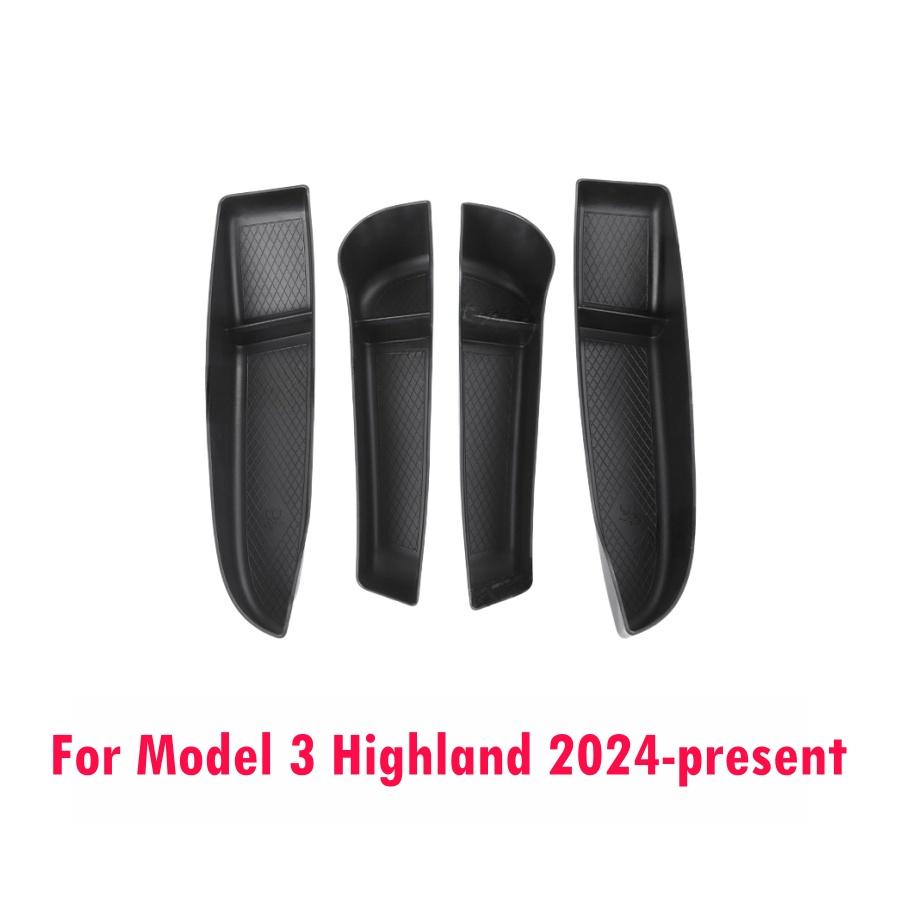 4PCS TPE Side Door Box Trays For Tesla Moldel Y Juniper Model 3 Highland Model Y/3 Door Storage Organizer Front Rear Door Trays