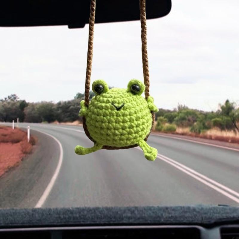 Pingente Balanço Crochê Animal Desenho Animado Fofo Ornamento para Pendurar no Espelho Retrovisor do Carro Decoração Interior do Carro Presentes Acessórios Fofos para Carro