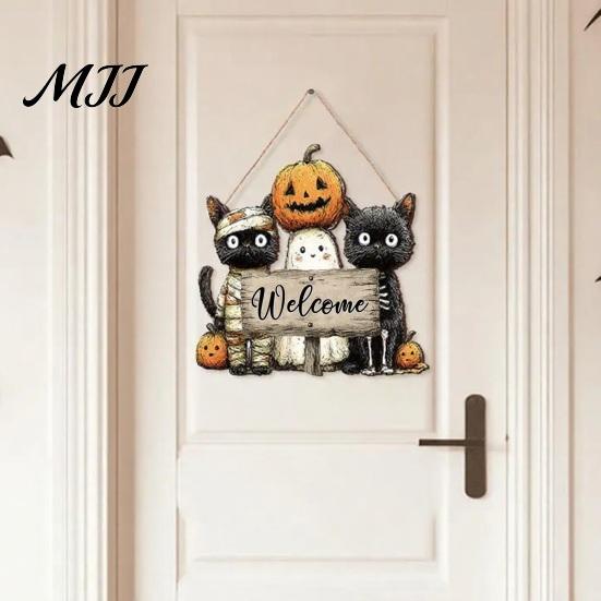 Lente Portiek Bord Houten Welkom Bord, Rustiek Deurhanger 2D Margriet Vlinder Print, Buiten Entree Halloween Thanksgiving Pasen Seizoensgebonden