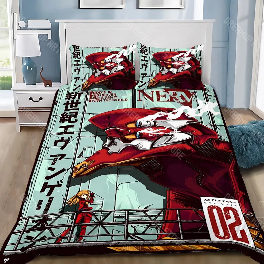 3D Print Anime E-evangelion V-eva A-genesis Duvet Cover Pillowcase Bedding Set Adult Boy Girl Bedroom Decoration Children Single