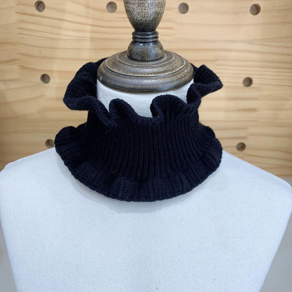 Dongdaemun Ruffle Knit Faux Collar - Woolen Neck Warmer