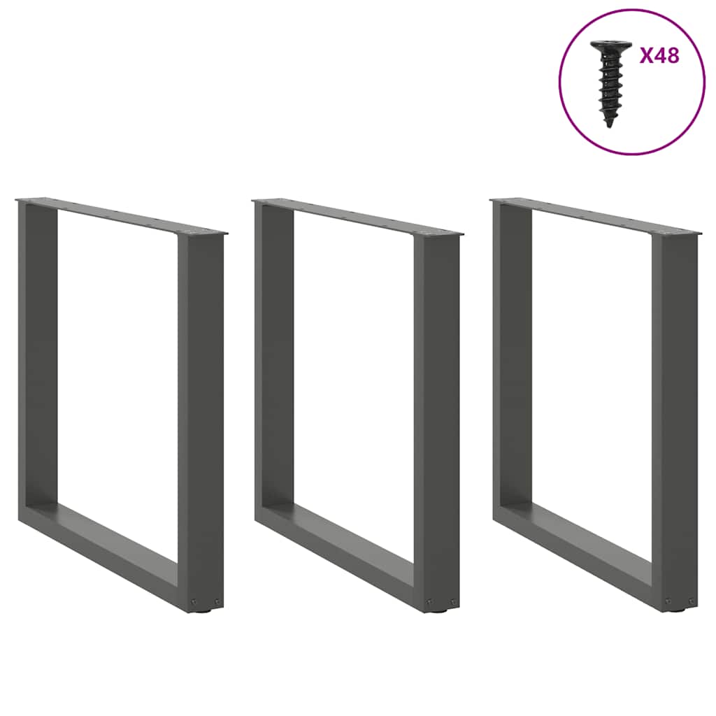 Vidaxl Nogi Do Stolika Kawowego, 3 Szt., Antracyt, 90X(72-73) Cm, Stal