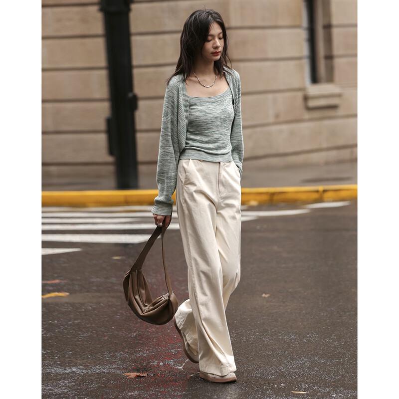 Demana Women's Washed Cotton-Feel Relaxed Wide-Leg Casual Pants