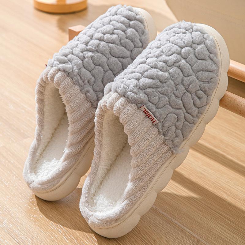 Plush cotton slippers women's winter home indoor home non-slip warm couple slippers wear thickened cotton shoes men