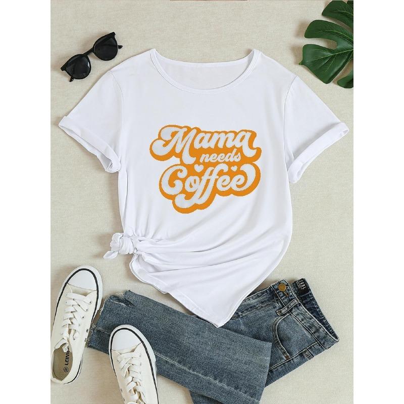 Casual Short-Sleeve T-Shirts for Women, Model , Featuring a Round Neck, Suitable for Spring, Summer