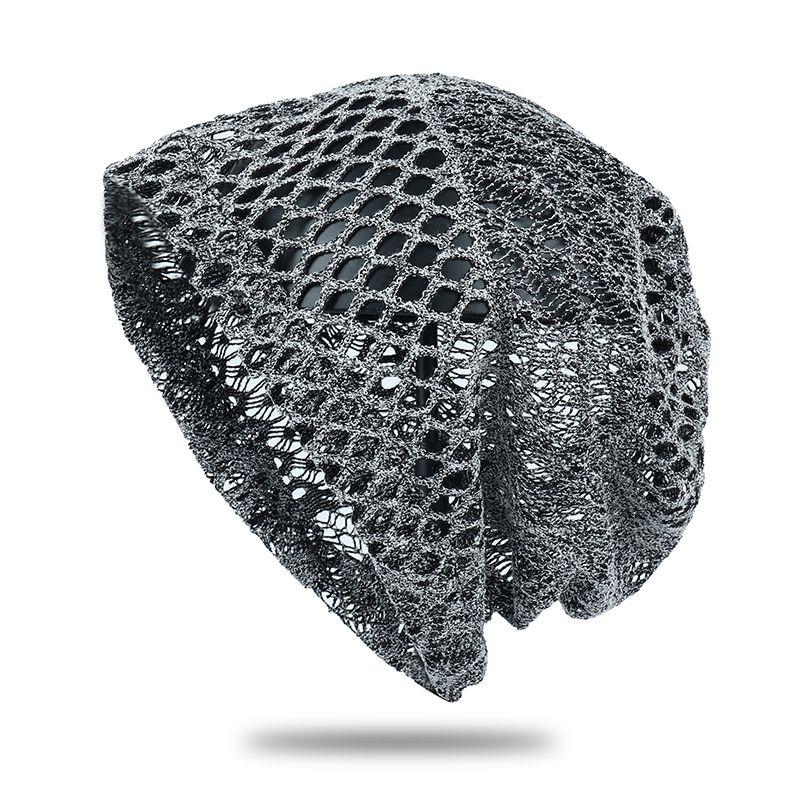

Women s Large Head Circumference Single Layer Mesh Pull-On Hat Loose Fit Hollow Pattern Slouchy Hat Breathable Headscarf Hat Head-Wrapping Hat one size