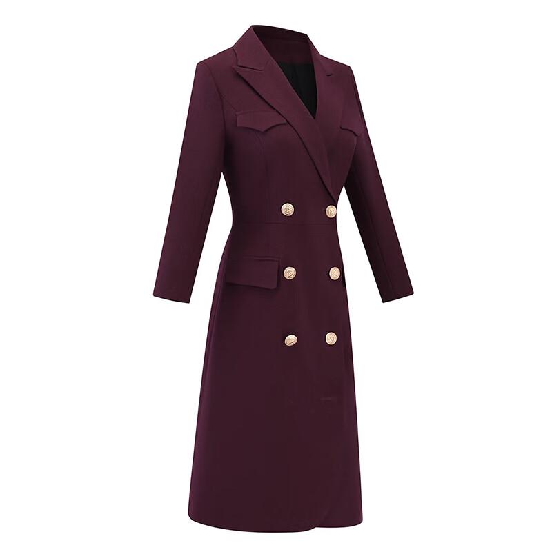 Troloman Elegant Retro Double-Breasted Suit Dress