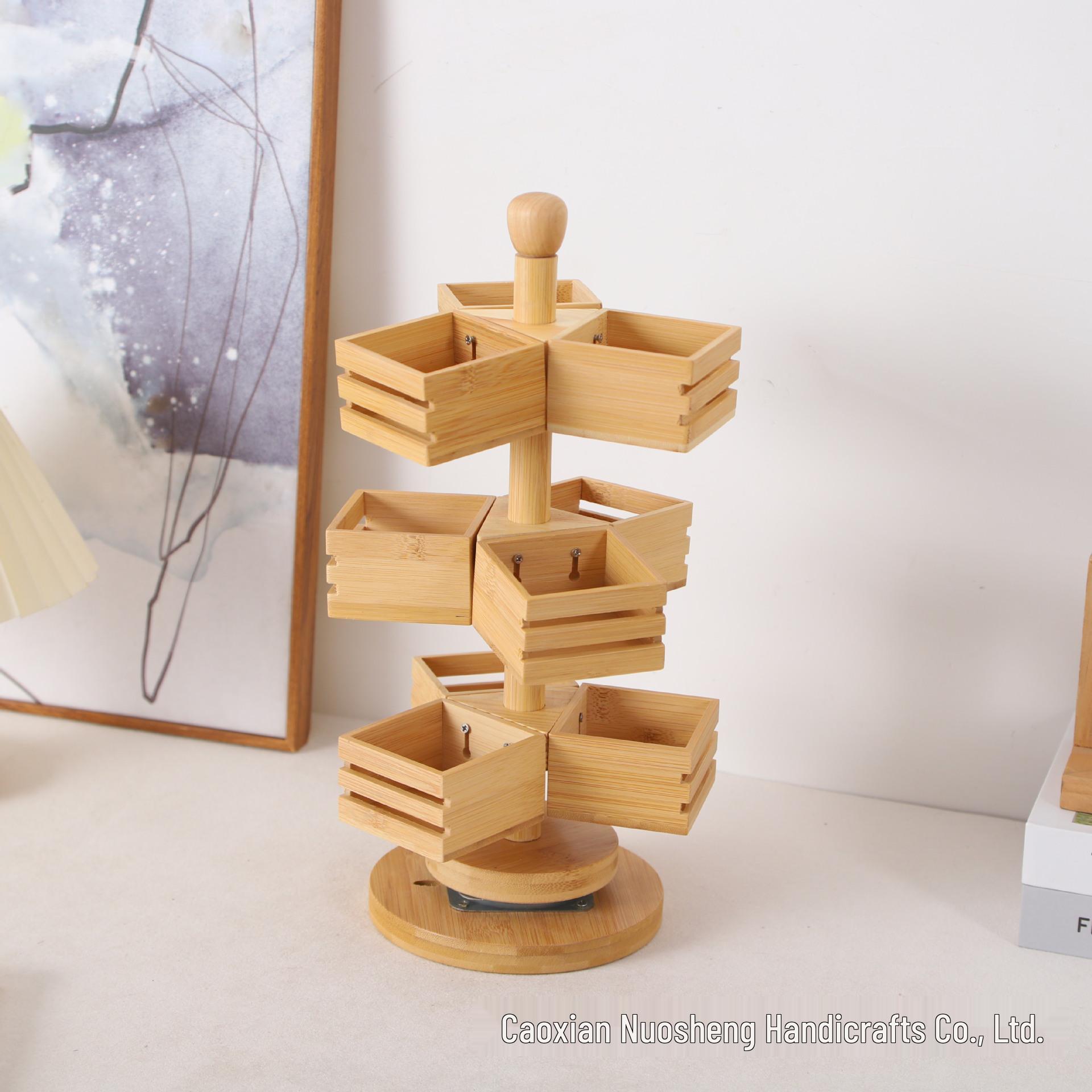 In Stock Rotatable Wooden Tea and Coffee Storage Rack Organizer.