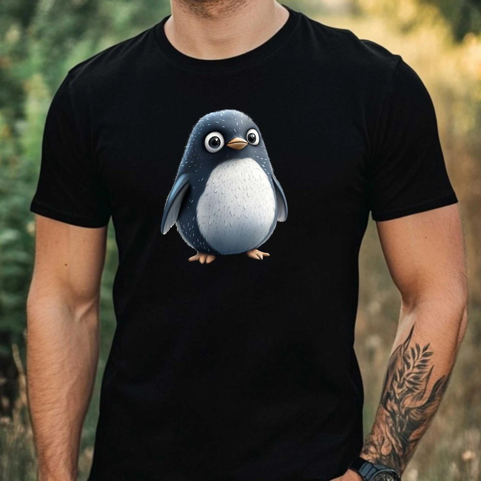 

Mens Winter Penguin Print Cotton 100% Cotton T-shirt Mens Tees Top Size XS to 5XL- 3XL