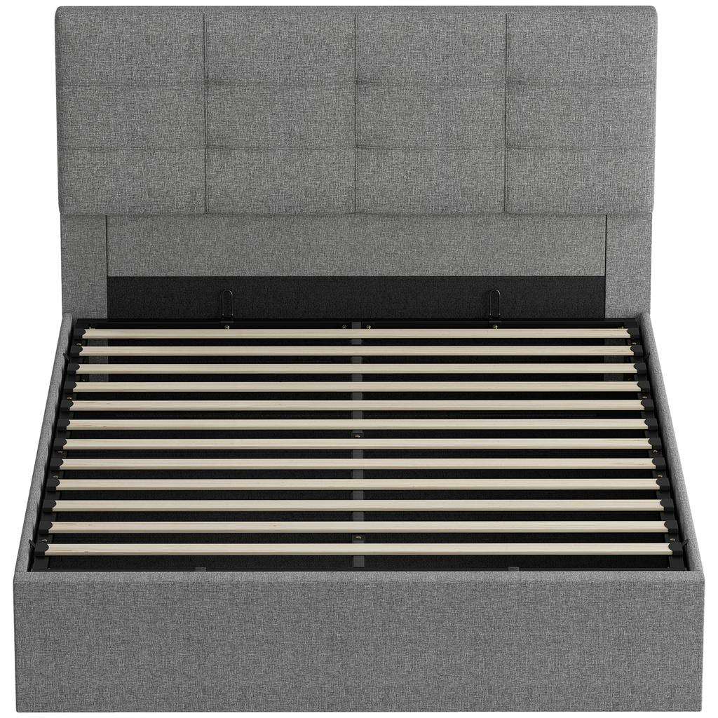 4ft6 Double Ottoman Bed with Gas Lift Storage - Grey