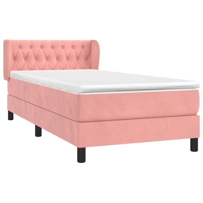 3127648 vidaXL Lit à sommier tapissier avec matelas Rose 90x190 cm Velours