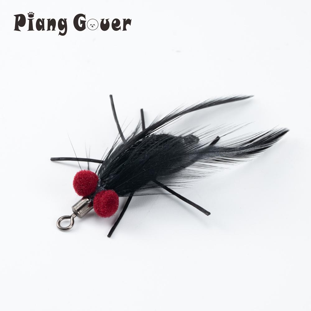 Wholesale Artificial Insect Red Eyes Fly Cat Toy Teaser Stick for Changing Head Feather Pet Toys Wand Accessories